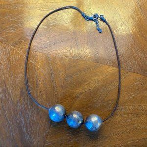 Beautiful Silpada N2053 Leather sterling Silver 925 Ball pendant necklace